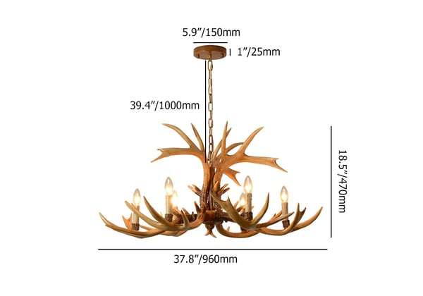Large Rustic Resin Deer Antler Candelabra Chandelier - view 5