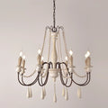 French Rustic Wood Bead Candle Chandelier for Dining Room - view 1