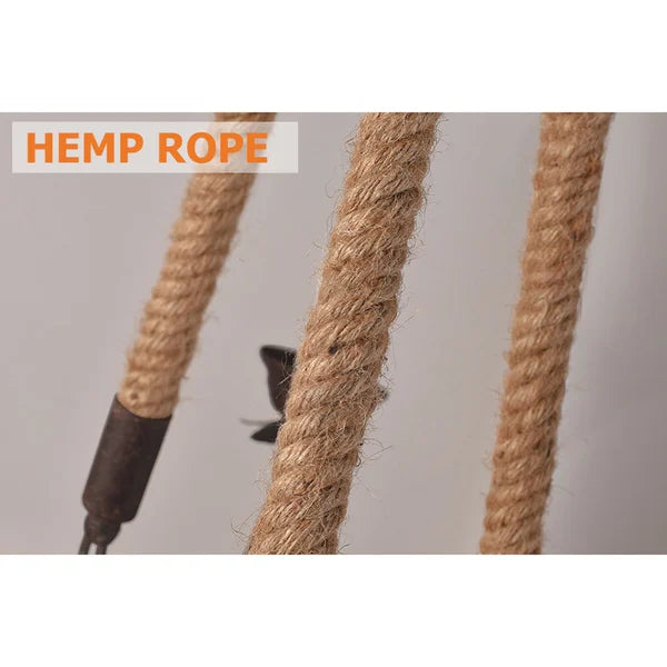 Vintage Candelabra Chandelier Lamp with Flaxen Hemp Rope - view 6