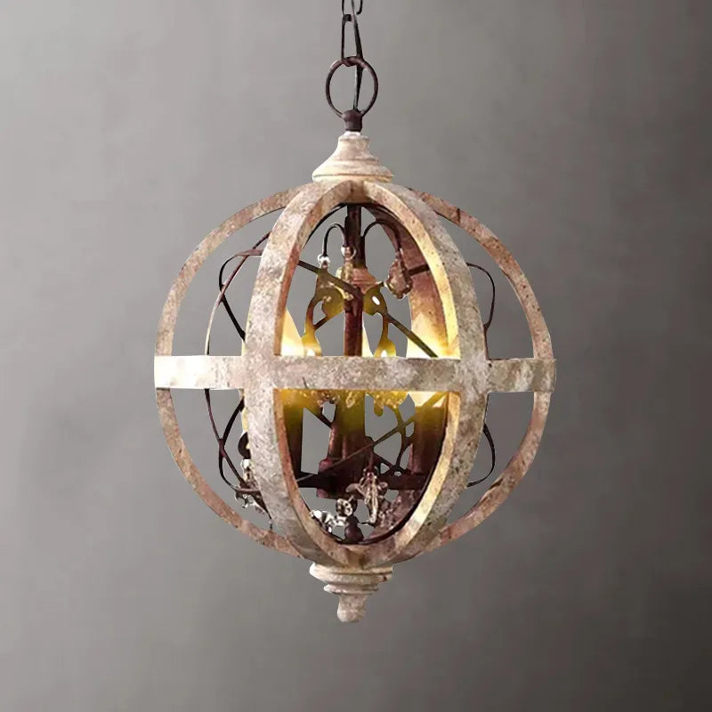 Elegant Rustic Globe Chandelier Weathered Wood Lamp - Perfect Lighting Fixture - view 1