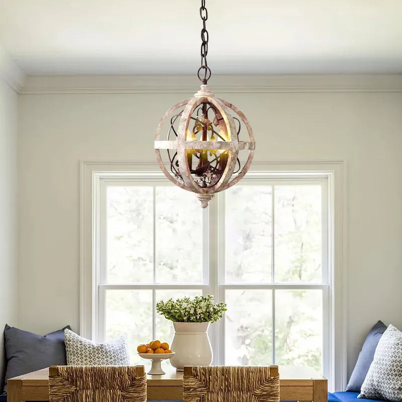 Elegant Rustic Globe Chandelier Weathered Wood Lamp - Perfect Lighting Fixture - view 3