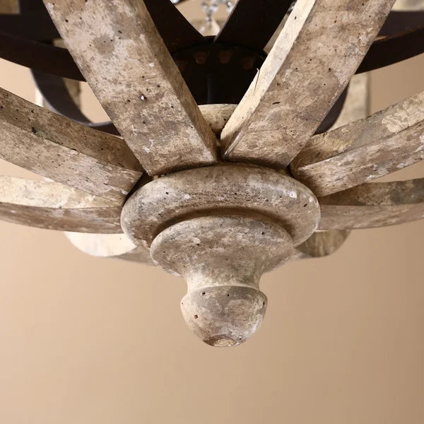 Elegant Rustic Globe Chandelier Weathered Wood Lamp - Perfect Lighting Fixture - view 6