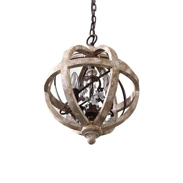 Elegant Rustic Globe Chandelier Weathered Wood Lamp - Perfect Lighting Fixture - view 7