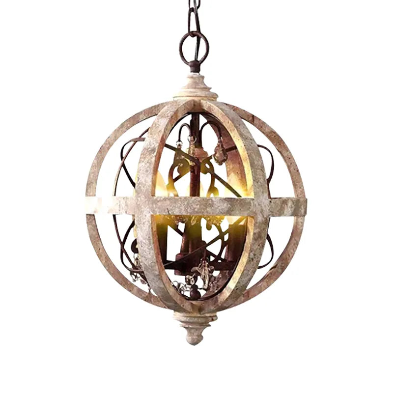 Elegant Rustic Globe Chandelier Weathered Wood Lamp - Perfect Lighting Fixture - view 8