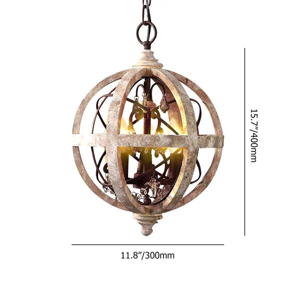 Elegant Rustic Globe Chandelier Weathered Wood Lamp - Perfect Lighting Fixture - view 9