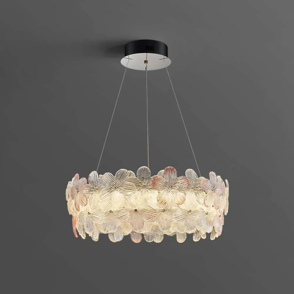 Modern Art Decor Glass Shade Round Flower Glass Chandelier - view 1