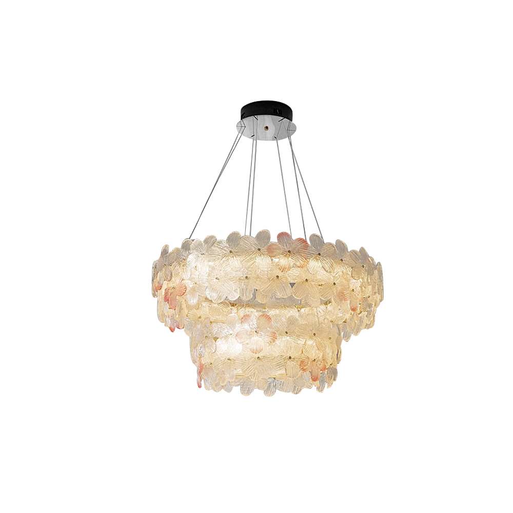 Modern Art Decor Glass Shade Round Flower Glass Chandelier - view 13