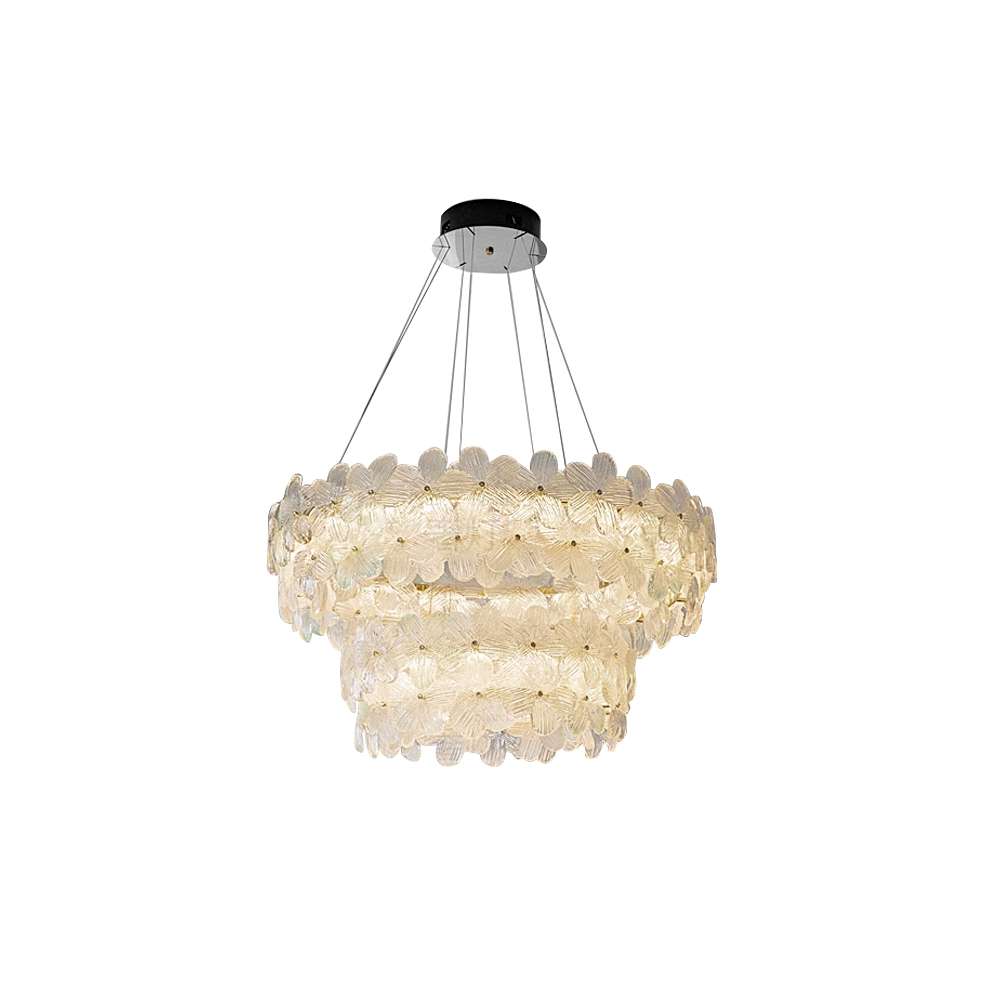 Modern Art Decor Glass Shade Round Flower Glass Chandelier - view 14