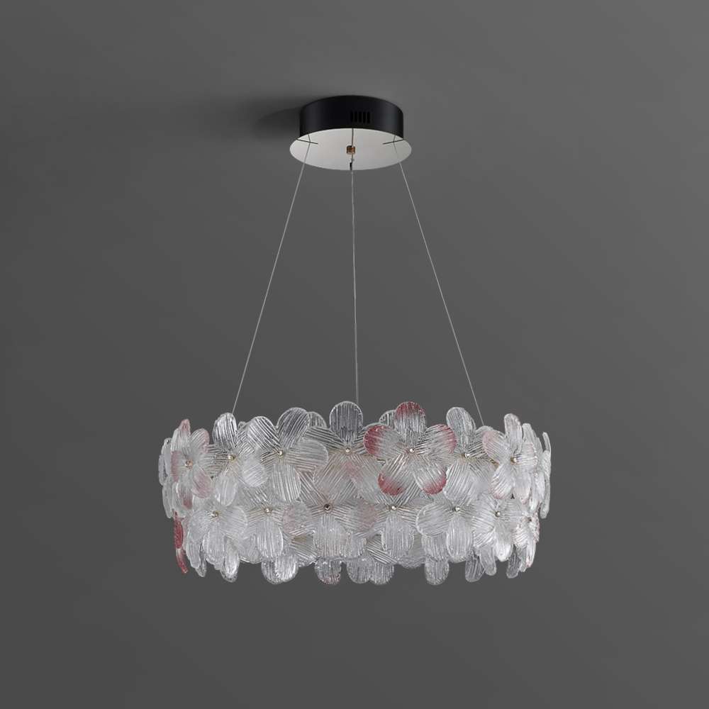 Modern Art Decor Glass Shade Round Flower Glass Chandelier - view 2
