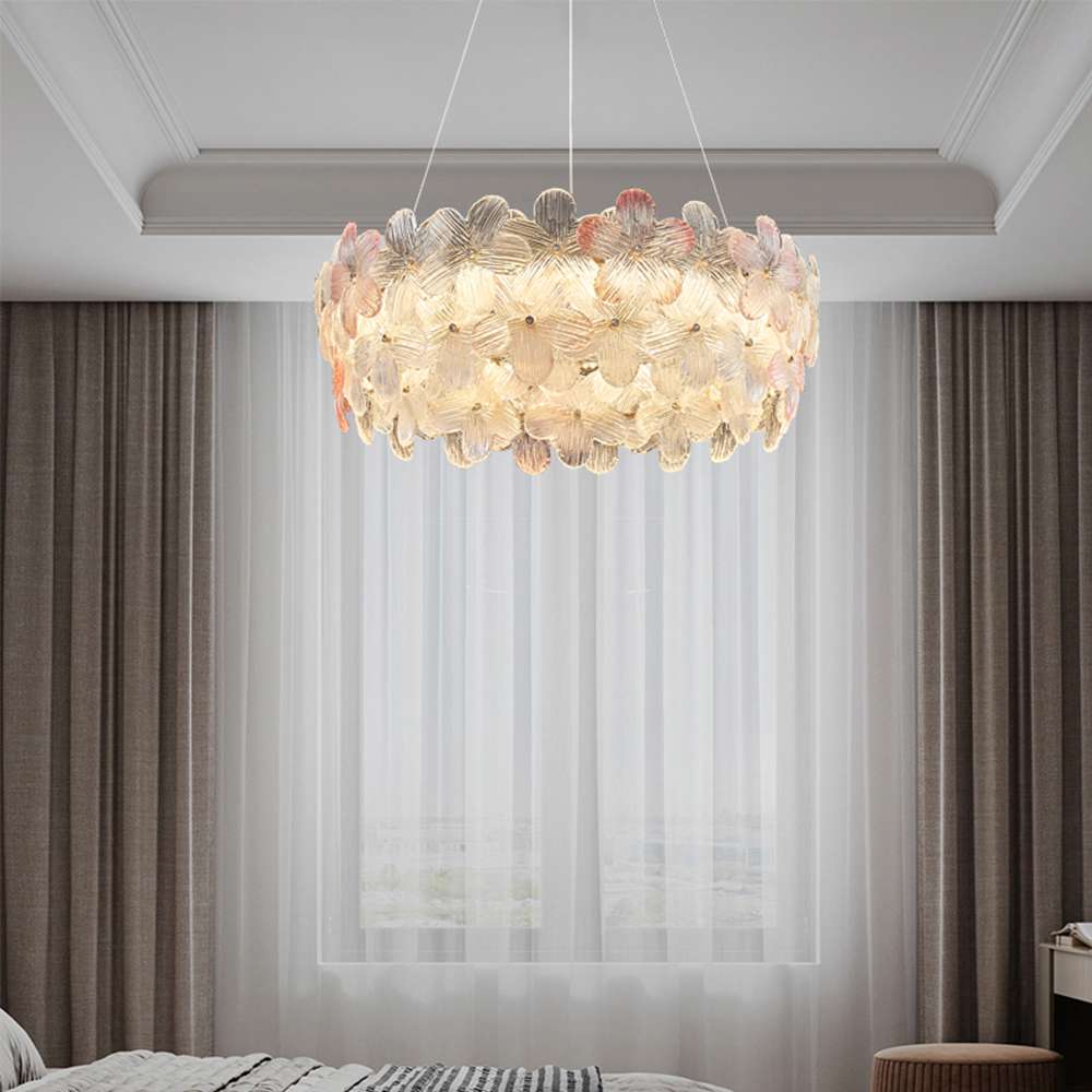 Modern Art Decor Glass Shade Round Flower Glass Chandelier - view 3