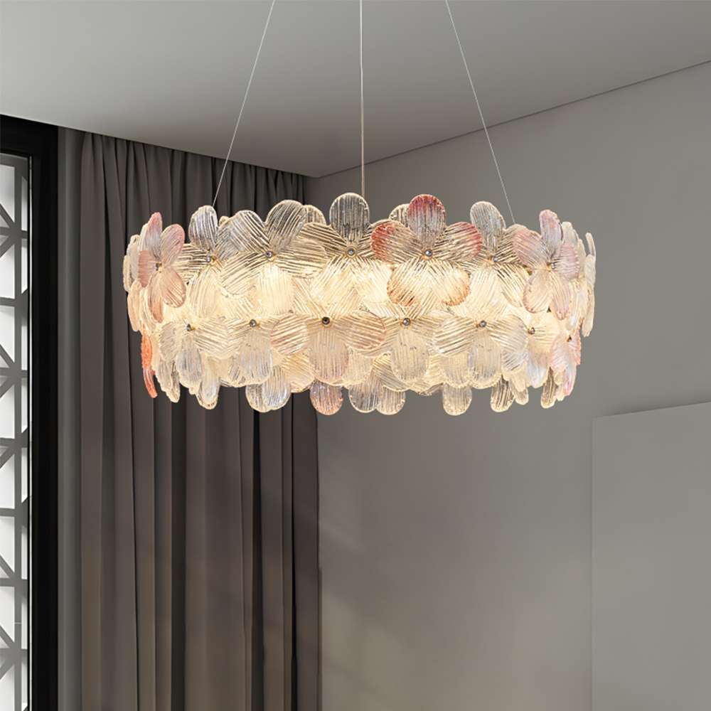 Modern Art Decor Glass Shade Round Flower Glass Chandelier - view 5