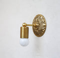 Embossed Base Brass Sconce Round Backplane 4 3/4" Wide Minimalist - view 1