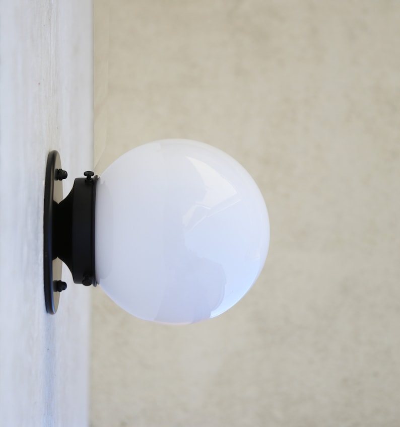 Modern Brass Base Ceiling Lights With White Glass Mini-Shade - view 3