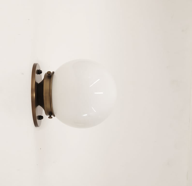 Modern Brass Base Ceiling Lights With White Glass Mini-Shade - view 4