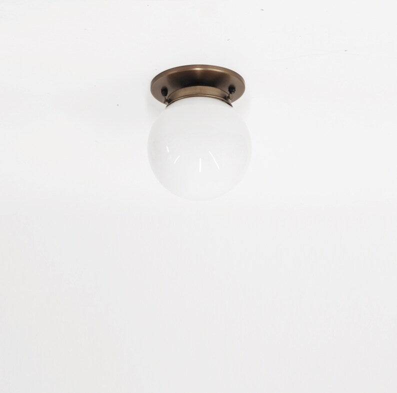 Modern Brass Base Ceiling Lights With White Glass Mini-Shade - view 5