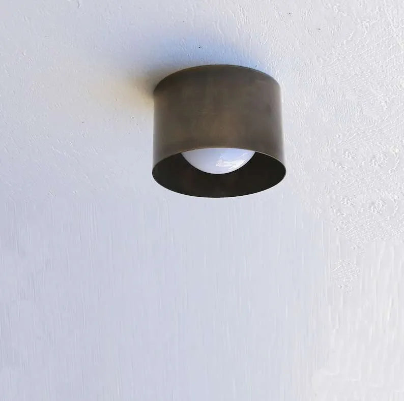 Modern Brass Cylinder Ceiling Spotlights With Opal Glass Lampshade - view 7