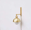 Minimalist Half-Globe Brass Shade Plug In Wall Sconce - view 1
