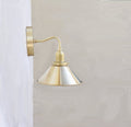 Brass Flared Shade 8" Wide Mid-Century Brass Wall Sconce - view 1
