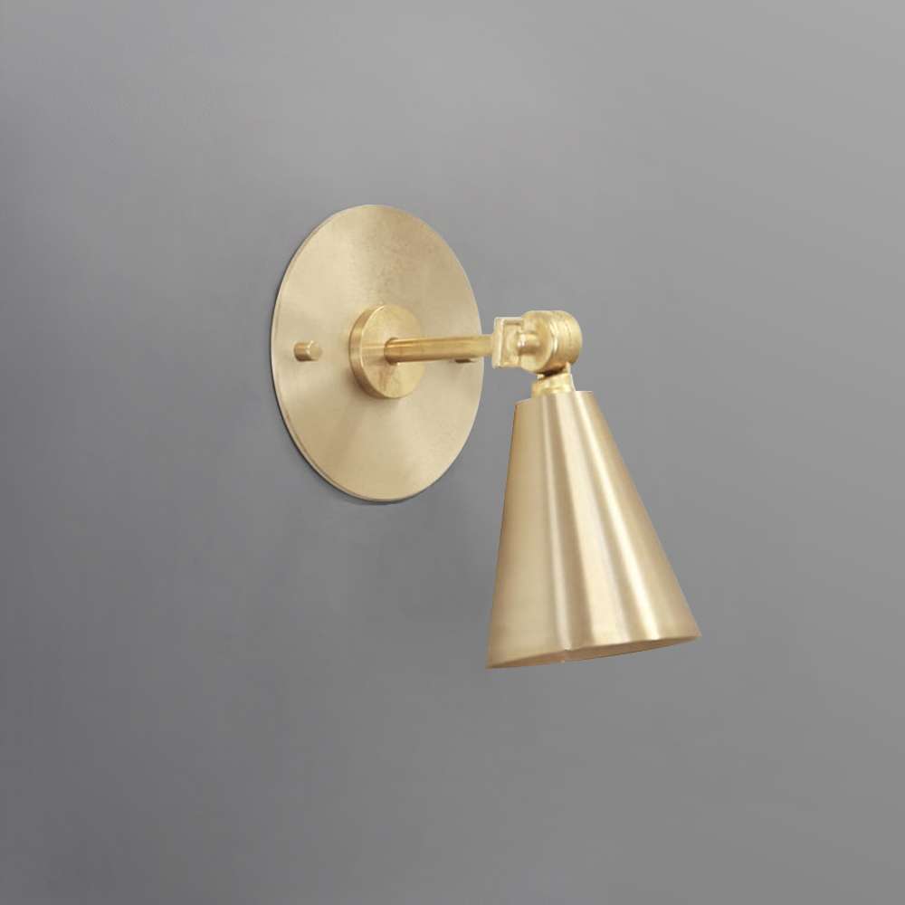 Thin Canopy Brass Flared Shade Modern Minimal Brass Sconce - view 1
