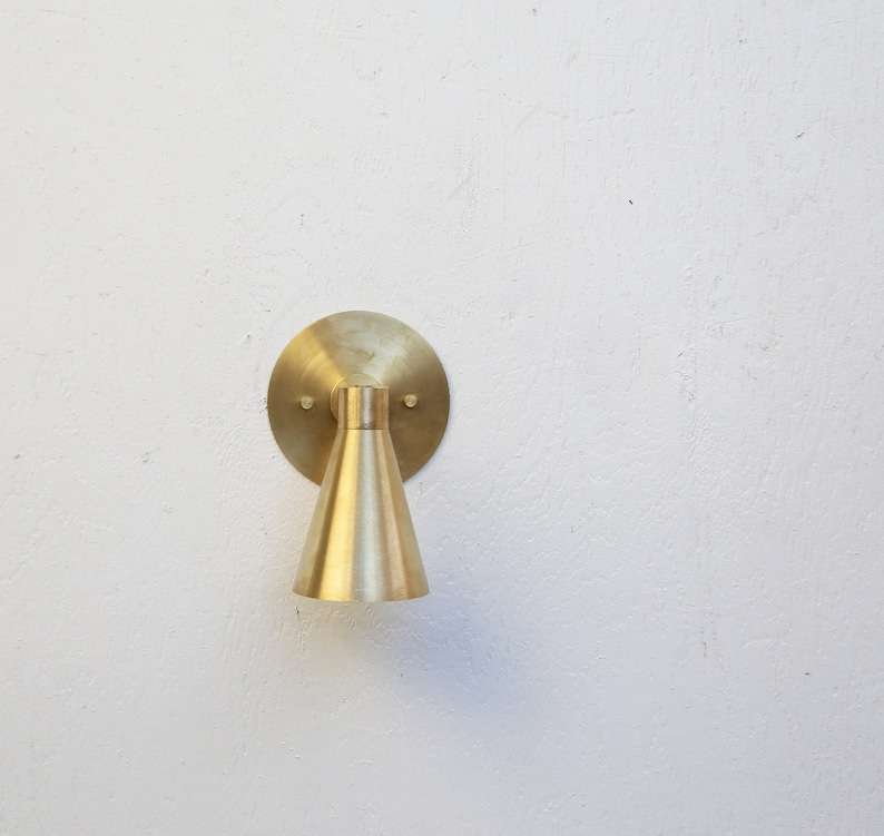 Thin Canopy Brass Flared Shade Modern Minimal Brass Sconce - view 4