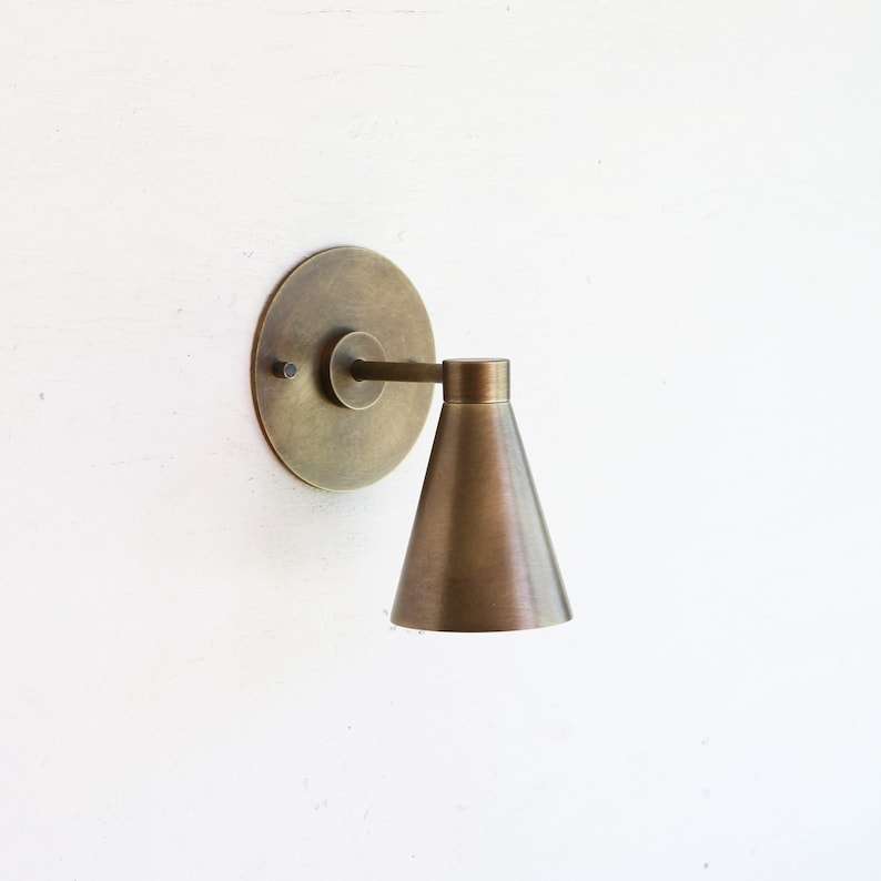 Thin Canopy Brass Flared Shade Modern Minimal Brass Sconce - view 6