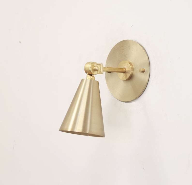 Thin Canopy Brass Flared Shade Modern Minimal Brass Sconce - view 8