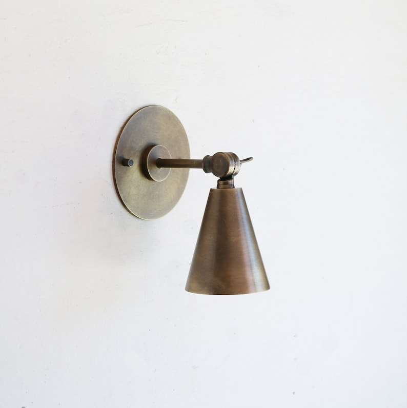 Thin Canopy Brass Flared Shade Modern Minimal Brass Sconce - view 9
