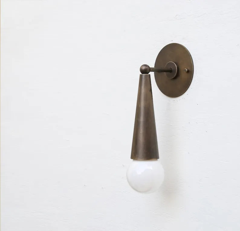 Casting 4 3/4" Wide Modern Round Backplate Brass Sconce - view 1