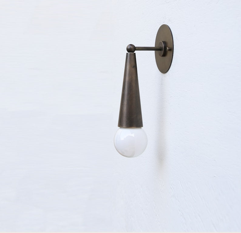 Casting 4 3/4" Wide Modern Round Backplate Brass Sconce - view 2