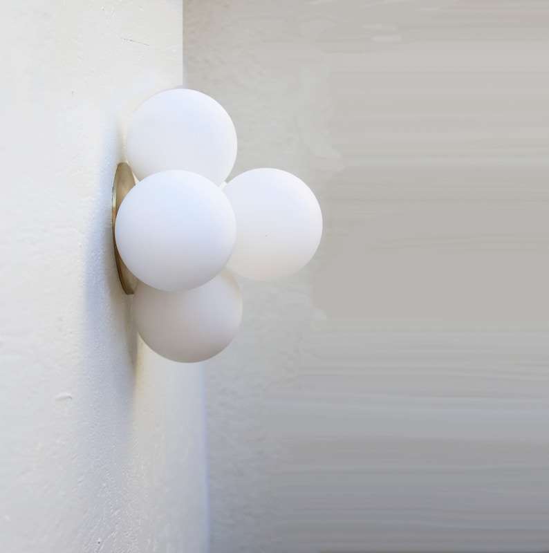 Cloud Round Opal Glass Sconce - Recessed Ceiling Light - view 2