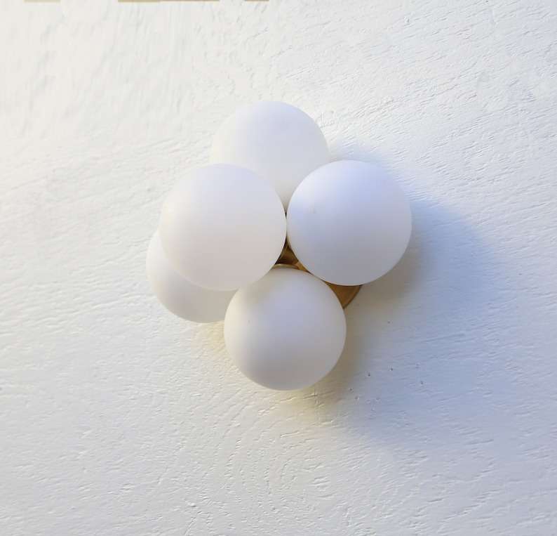 Cloud Round Opal Glass Sconce - Recessed Ceiling Light - view 4