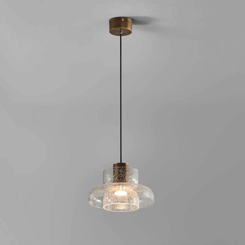 Cracked Glass Bowl Pendant Light Within-Bowl Shade Brass - view 1