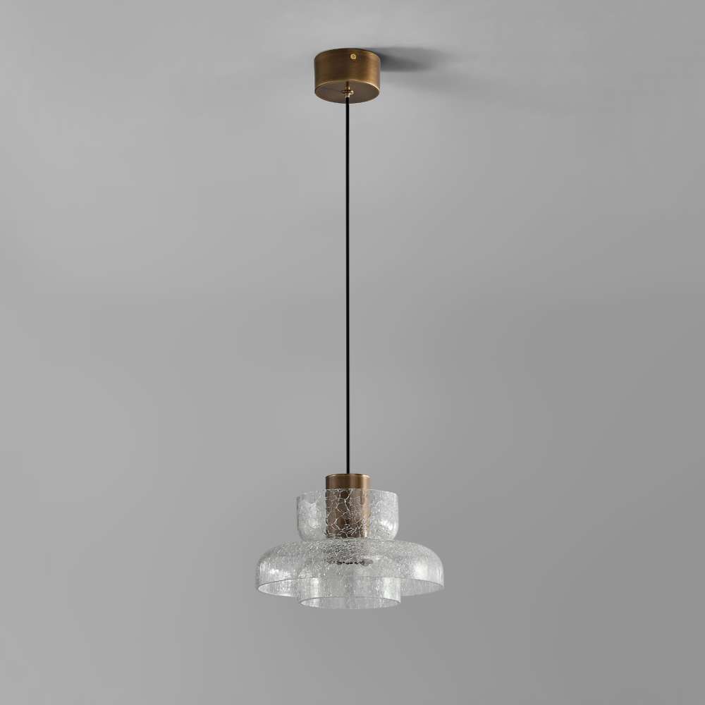 Cracked Glass Bowl Pendant Light Within-Bowl Shade Brass - view 2