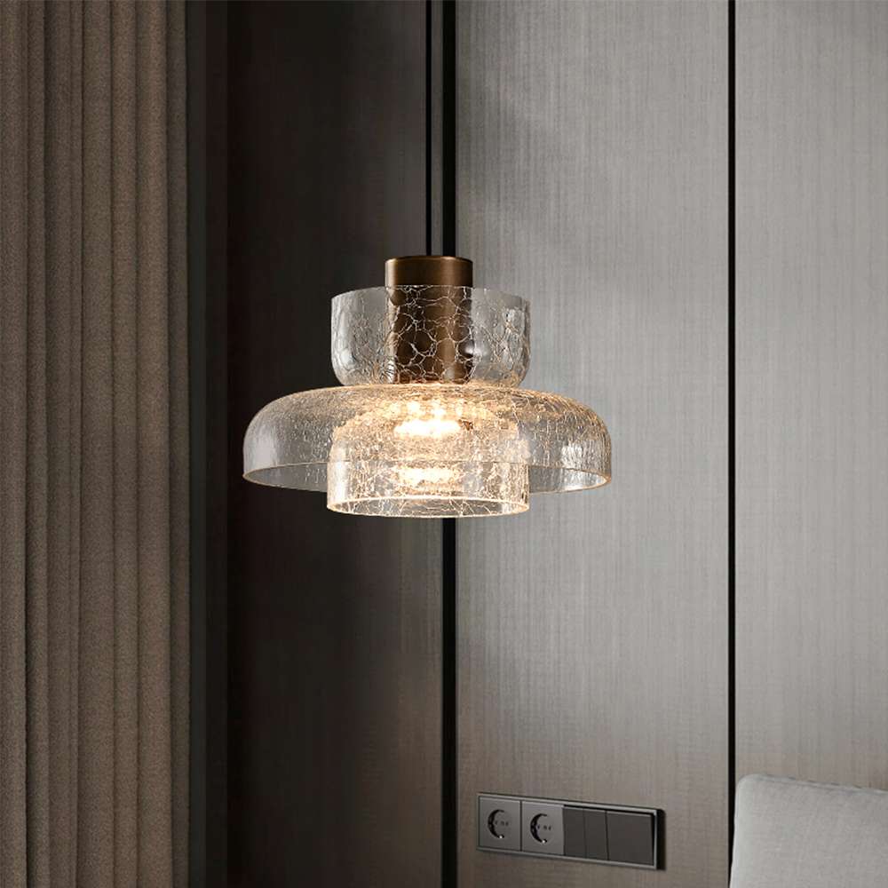 Cracked Glass Bowl Pendant Light Within-Bowl Shade Brass - view 4