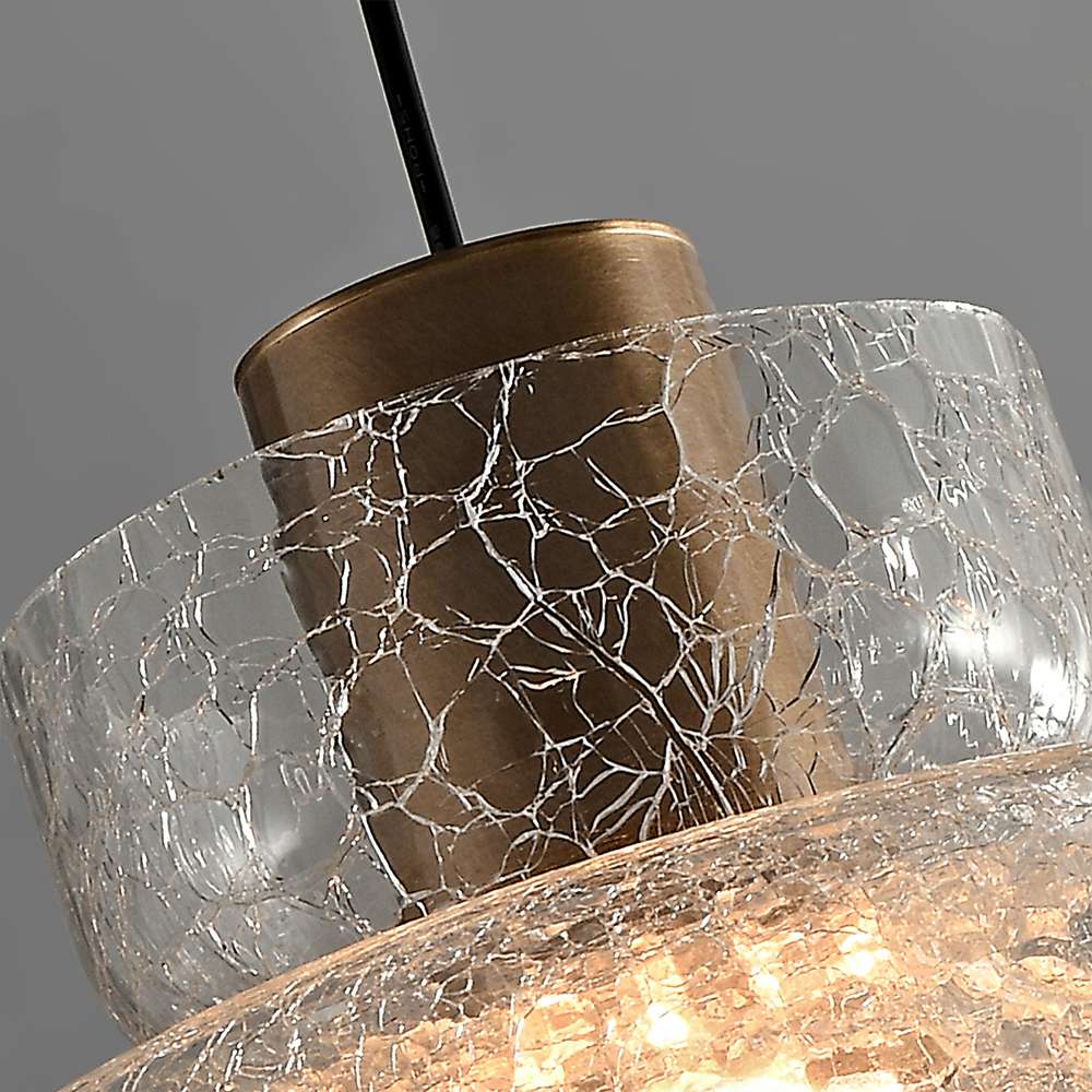 Cracked Glass Bowl Pendant Light Within-Bowl Shade Brass - view 6