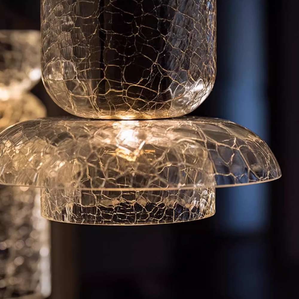 Cracked Glass Bowl Pendant Light Within-Bowl Shade Brass - view 7
