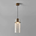 Cracked Glass Cylindrical Shade Brass Pendant Light - view 1
