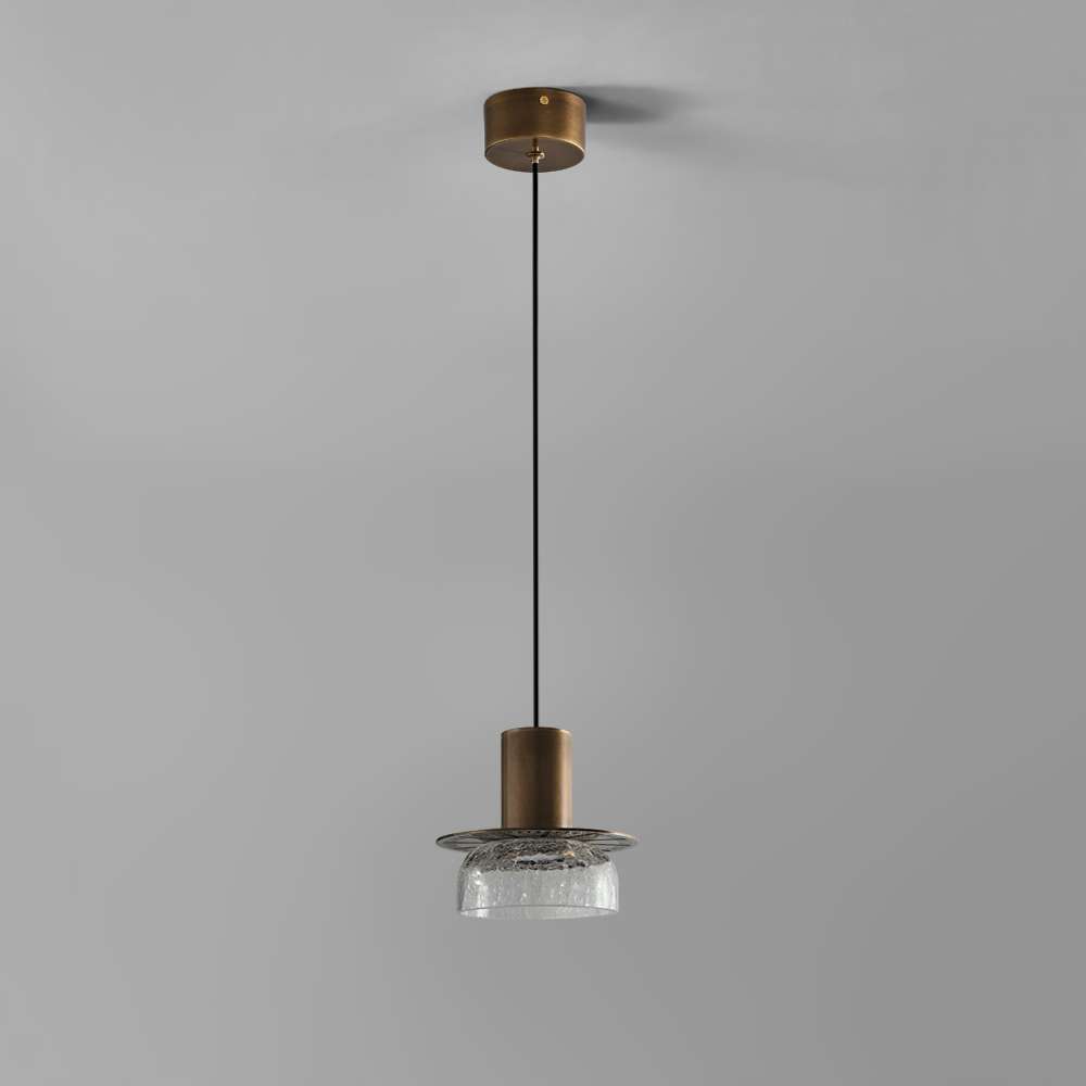 Cracked Glass Bowl Pendant Light Shade 5 9/10'' Wide Brass - view 2