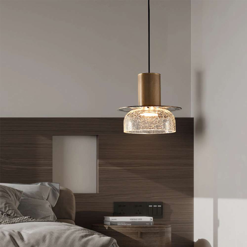 Cracked Glass Bowl Pendant Light Shade 5 9/10'' Wide Brass - view 3
