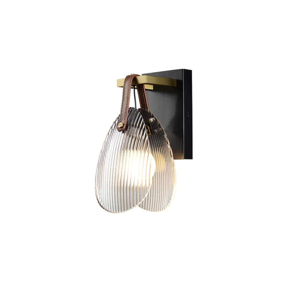 Glass Shell Shade Leather Modern Brass LED Wall Lighting - view 8