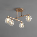 Semi-Flush Mount Gold Crystal High Ceiling Chandelier - view 1