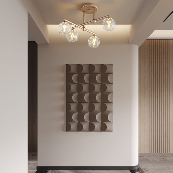 Semi-Flush Mount Gold Crystal High Ceiling Chandelier - view 4
