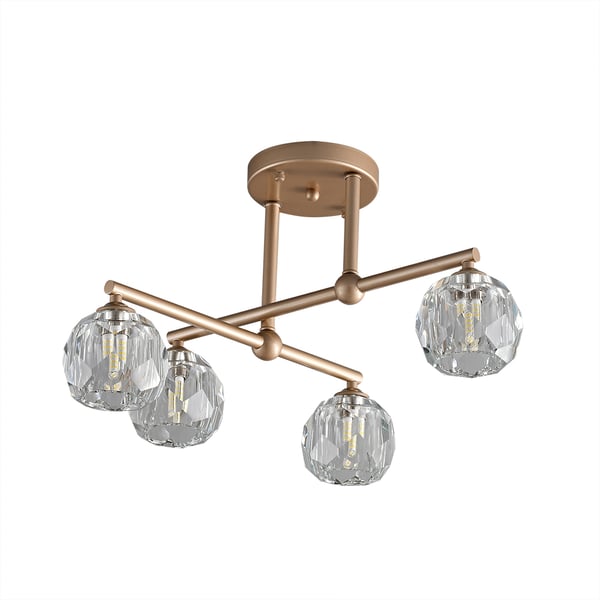 Semi-Flush Mount Gold Crystal High Ceiling Chandelier - view 6