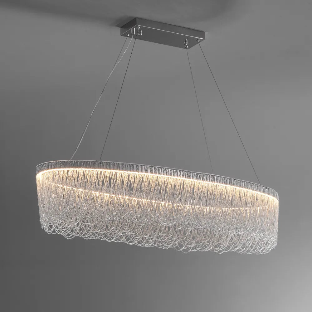 Silver Aluminum Chain Chrome Tassel LED Chandelier - view 1