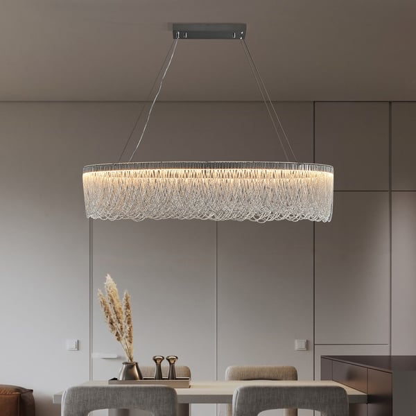 Silver Aluminum Chain Chrome Tassel LED Chandelier - view 5