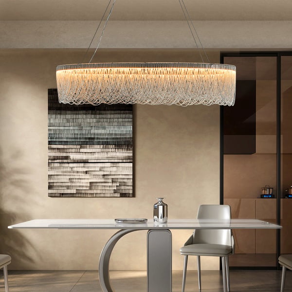 Silver Aluminum Chain Chrome Tassel LED Chandelier - view 6