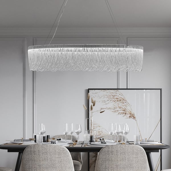 Silver Aluminum Chain Chrome Tassel LED Chandelier - view 7
