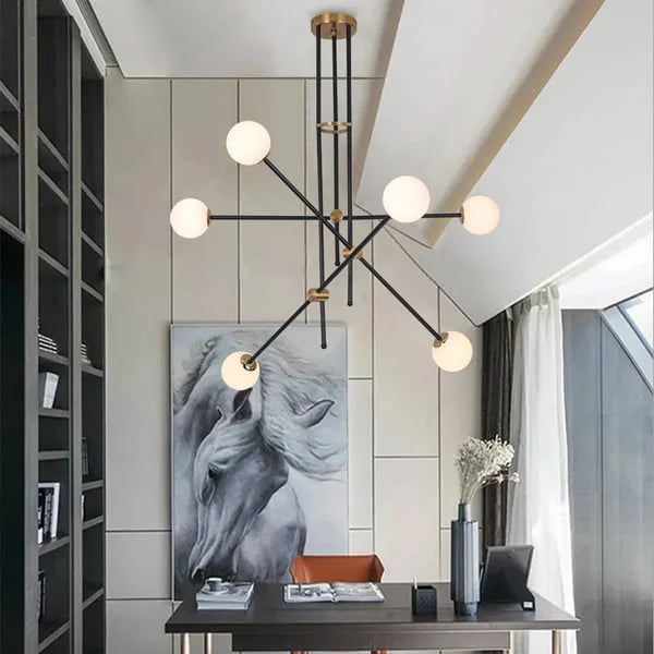 Modern Design Black And White Glass Sputnik Chandelier Light - view 6