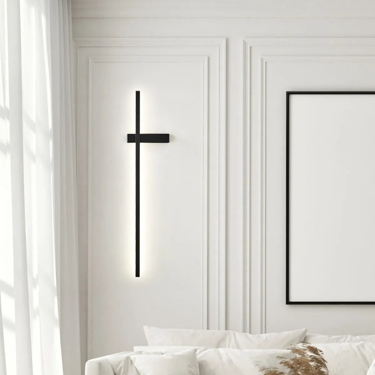 LED Black Long Strip Flush Mount Modern Wall Sconces - view 1