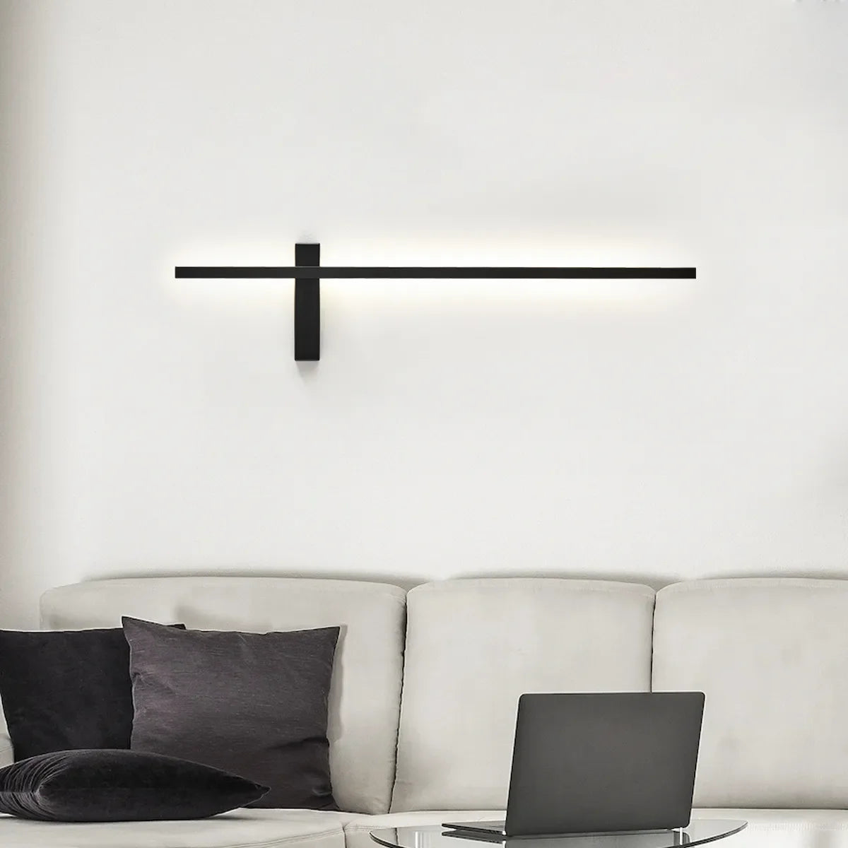 LED Black Long Strip Flush Mount Modern Wall Sconces - view 3